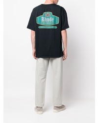 T-shirt à col rond imprimé noir Rhude