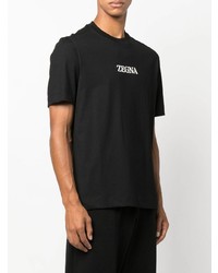 T-shirt à col rond imprimé noir Zegna