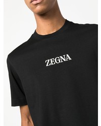 T-shirt à col rond imprimé noir Zegna