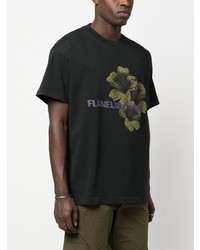 T-shirt à col rond imprimé noir Flaneur Homme