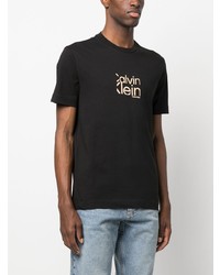 T-shirt à col rond imprimé noir Calvin Klein