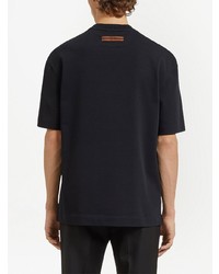 T-shirt à col rond imprimé noir Zegna