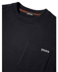 T-shirt à col rond imprimé noir Zegna