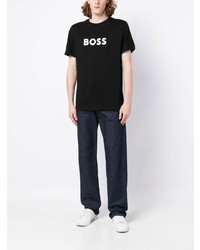 T-shirt à col rond imprimé noir BOSS