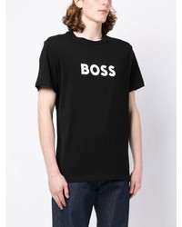 T-shirt à col rond imprimé noir BOSS