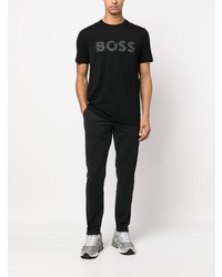 T-shirt à col rond imprimé noir BOSS