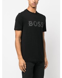 T-shirt à col rond imprimé noir BOSS