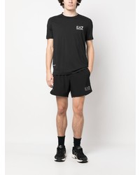 T-shirt à col rond imprimé noir Ea7 Emporio Armani