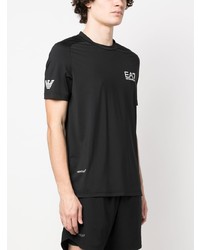 T-shirt à col rond imprimé noir Ea7 Emporio Armani