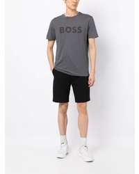 T-shirt à col rond imprimé noir BOSS