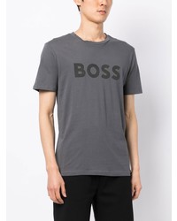 T-shirt à col rond imprimé noir BOSS