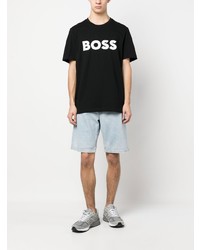 T-shirt à col rond imprimé noir BOSS