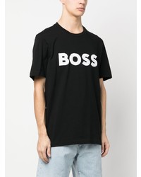 T-shirt à col rond imprimé noir BOSS