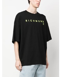 T-shirt à col rond imprimé noir John Richmond