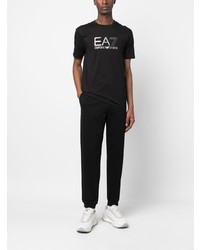 T-shirt à col rond imprimé noir Ea7 Emporio Armani