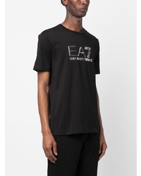 T-shirt à col rond imprimé noir Ea7 Emporio Armani