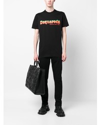 T-shirt à col rond imprimé noir DSQUARED2