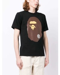 T-shirt à col rond imprimé noir A Bathing Ape