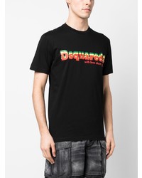 T-shirt à col rond imprimé noir DSQUARED2