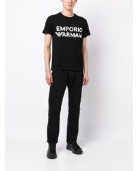 T-shirt à col rond imprimé noir Emporio Armani