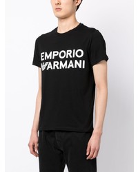 T-shirt à col rond imprimé noir Emporio Armani