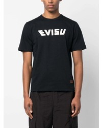 T-shirt à col rond imprimé noir Evisu