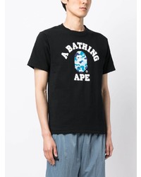 T-shirt à col rond imprimé noir A Bathing Ape