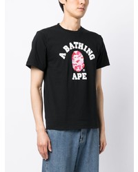 T-shirt à col rond imprimé noir A Bathing Ape