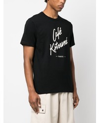 T-shirt à col rond imprimé noir MAISON KITSUNÉ