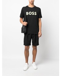 T-shirt à col rond imprimé noir BOSS