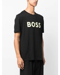 T-shirt à col rond imprimé noir BOSS