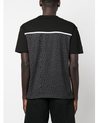 T-shirt à col rond imprimé noir Ea7 Emporio Armani