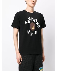 T-shirt à col rond imprimé noir A Bathing Ape