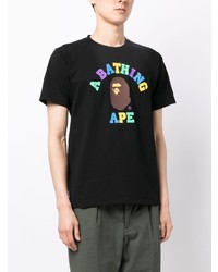 T-shirt à col rond imprimé noir A Bathing Ape