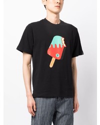 T-shirt à col rond imprimé noir Icecream