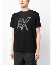 T-shirt à col rond imprimé noir Armani Exchange