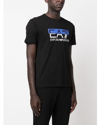 T-shirt à col rond imprimé noir Ea7 Emporio Armani