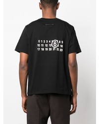 T-shirt à col rond imprimé noir MM6 MAISON MARGIELA