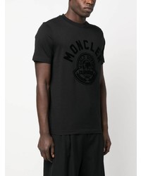 T-shirt à col rond imprimé noir Moncler