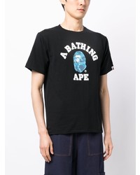 T-shirt à col rond imprimé noir A Bathing Ape