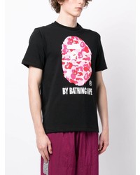 T-shirt à col rond imprimé noir A Bathing Ape