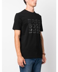 T-shirt à col rond imprimé noir BOSS