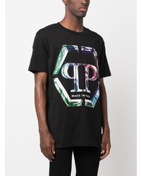 T-shirt à col rond imprimé noir Philipp Plein