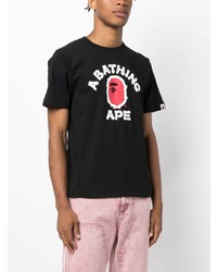 T-shirt à col rond imprimé noir A Bathing Ape