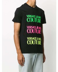 T-shirt à col rond imprimé noir VERSACE JEANS COUTURE