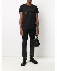 T-shirt à col rond imprimé noir Balmain