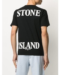 T-shirt à col rond imprimé noir Stone Island