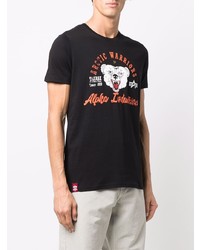 T-shirt à col rond imprimé noir Alpha Industries