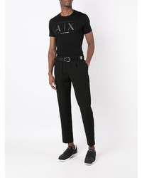 T-shirt à col rond imprimé noir Armani Exchange