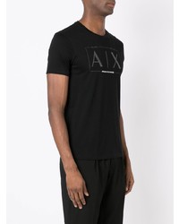 T-shirt à col rond imprimé noir Armani Exchange